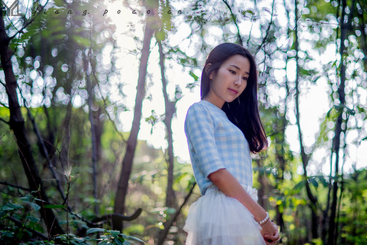 少女阳关绿林中