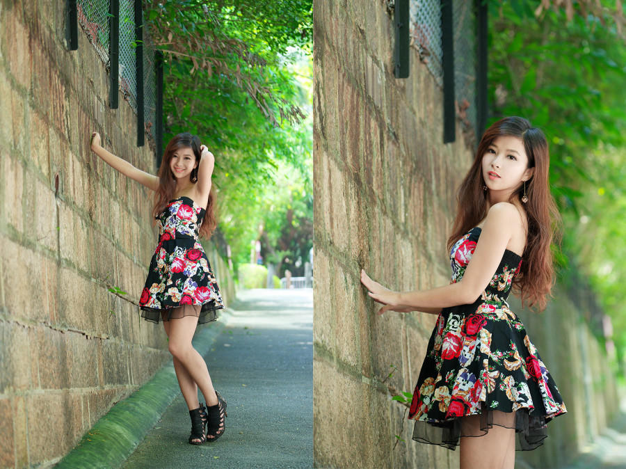 天桥上的花裙邻家女孩